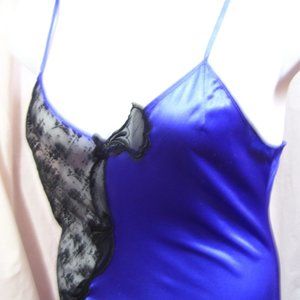 Vintage Burple Blue Sexy Long Nightgown Harlequin Look